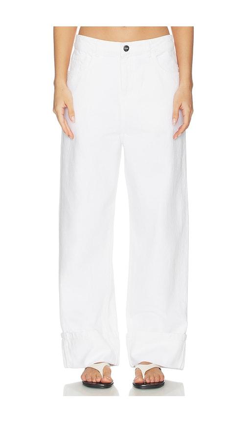 rohe baggy fit turn-up denim in white.