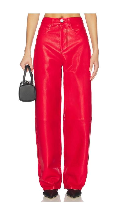 rohe baggy leather trouser in red.