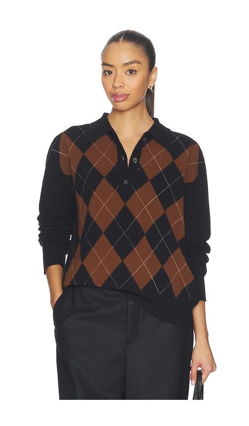 rohe compact knitted check polo in black.
