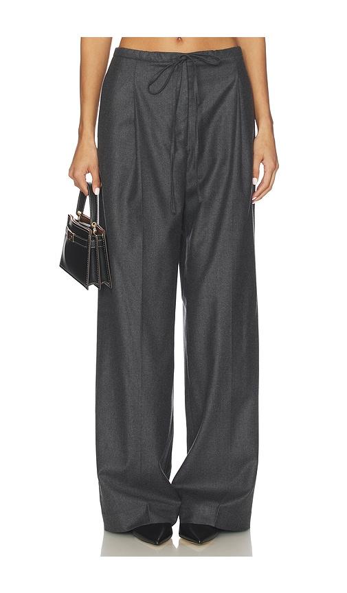 rohe relaxed soft wool trousers in grey.