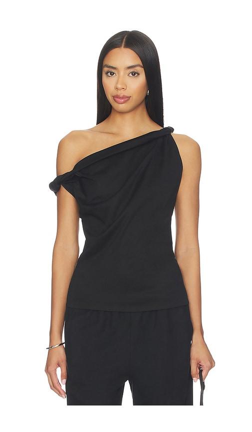rohe sculptural cotton silk top in black.