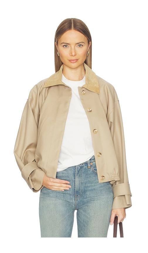 rohe suede collar blouson jacket in beige.