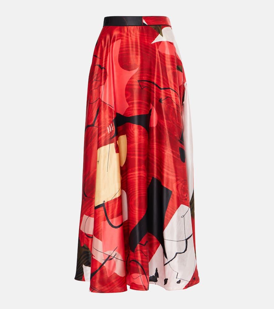 roksanda ameera printed satin maxi skirt