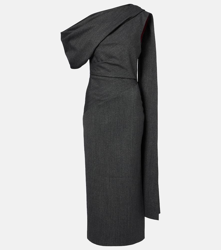 roksanda maite herringbone draped midi dress