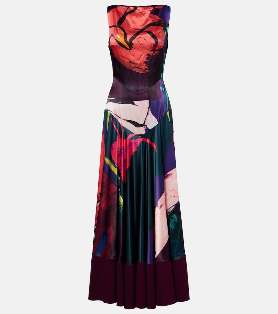roksanda munir printed silk satin gown