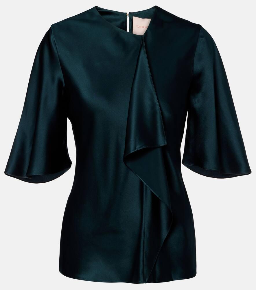 roksanda naiara draped silk satin top