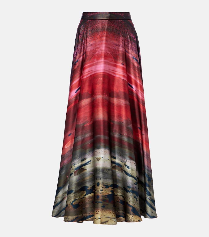 roksanda printed silk satin maxi skirt