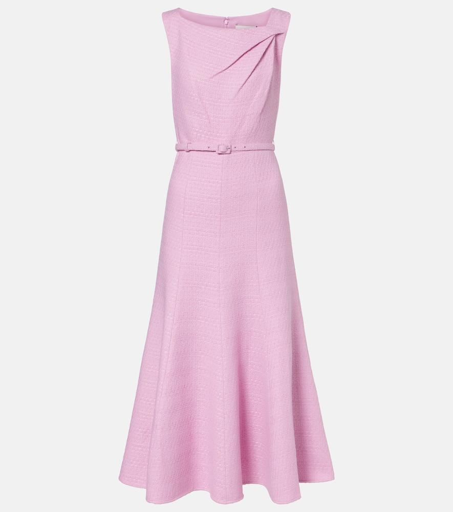roland mouret asymmetric belted bouclé midi dress