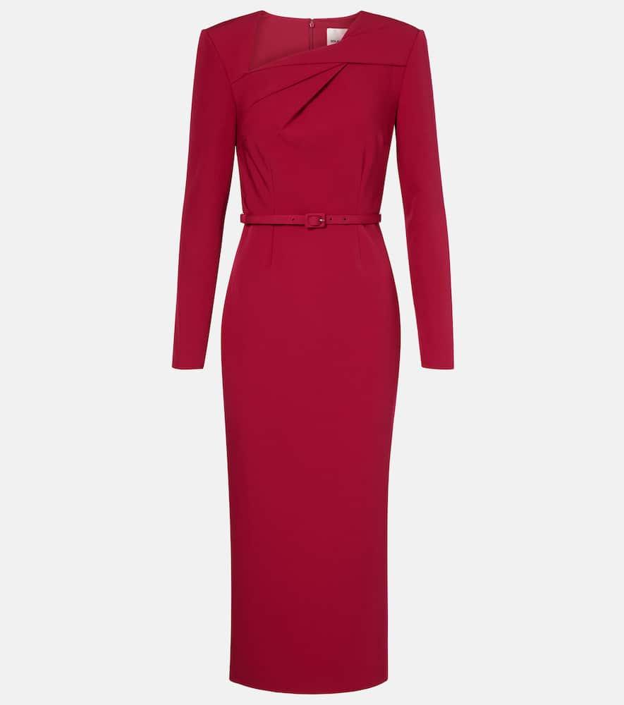 roland mouret belted crêpe midi dress