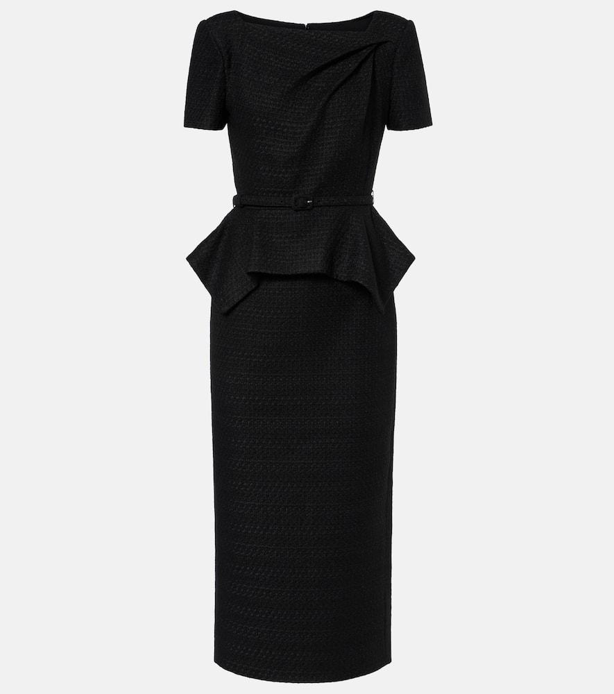 roland mouret belted peplum bouclé midi dress