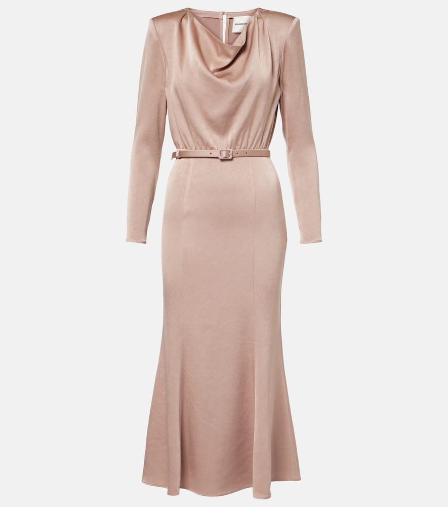 roland mouret belted satin crêpe midi dress