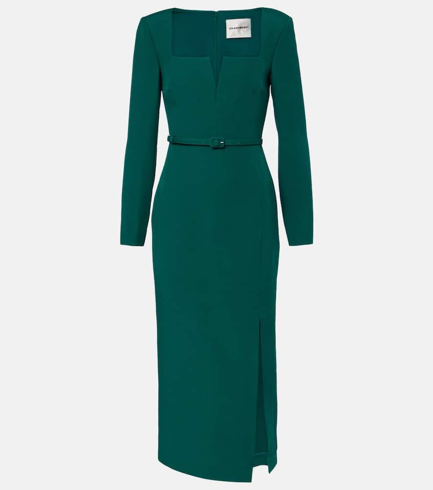 roland mouret belted wool and silk midi dress