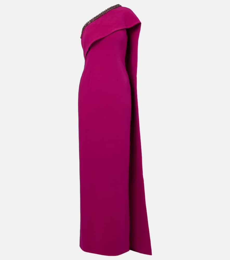 roland mouret caped embellished satin crêpe gown