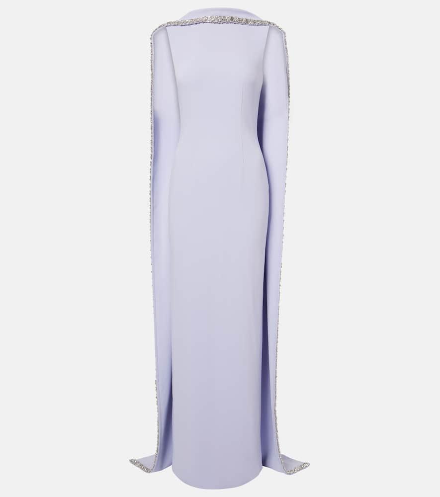 roland mouret caped embellished satin crêpe gown