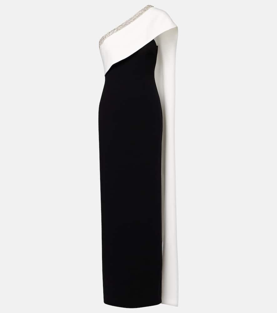roland mouret caped embellished satin crêpe gown