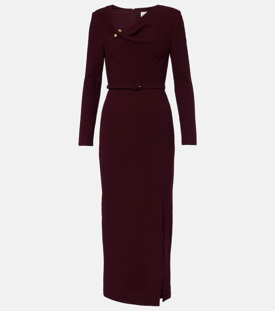 roland mouret draped belted wool crêpe midi dress