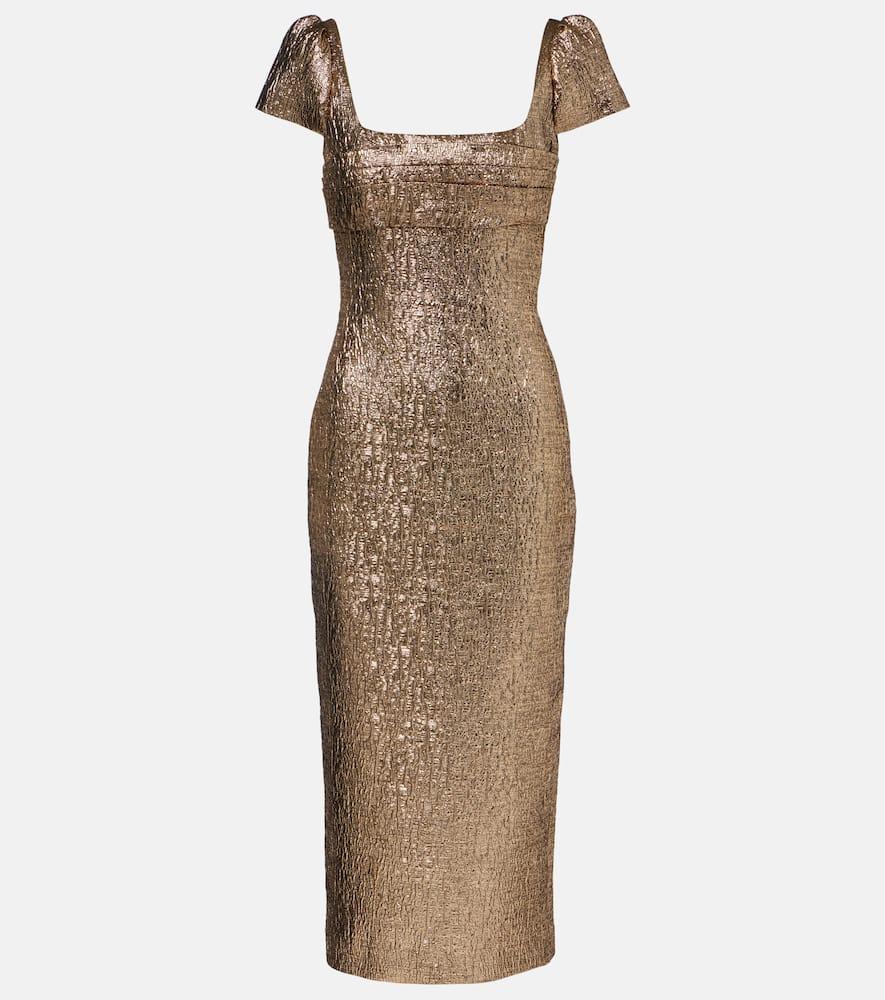 roland mouret draped lamé jacquard cocktail dress