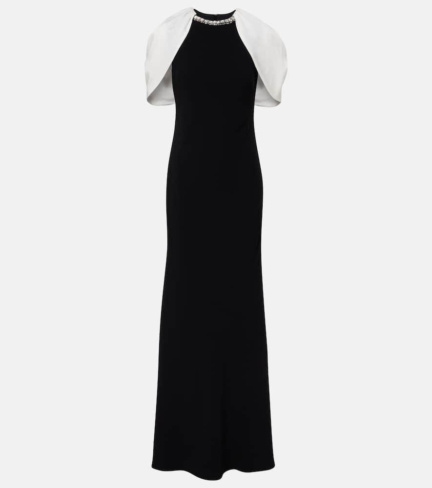 roland mouret embellished caped satin crêpe gown