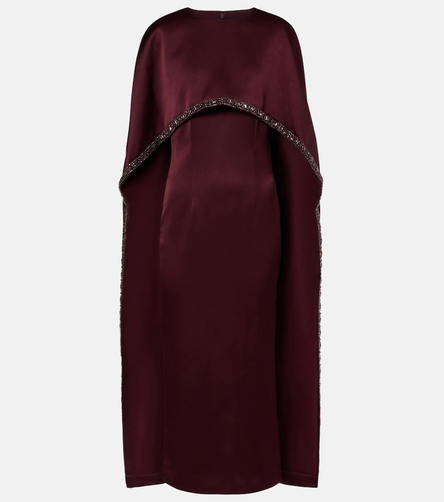 roland mouret embellished caped satin crêpe midi dress