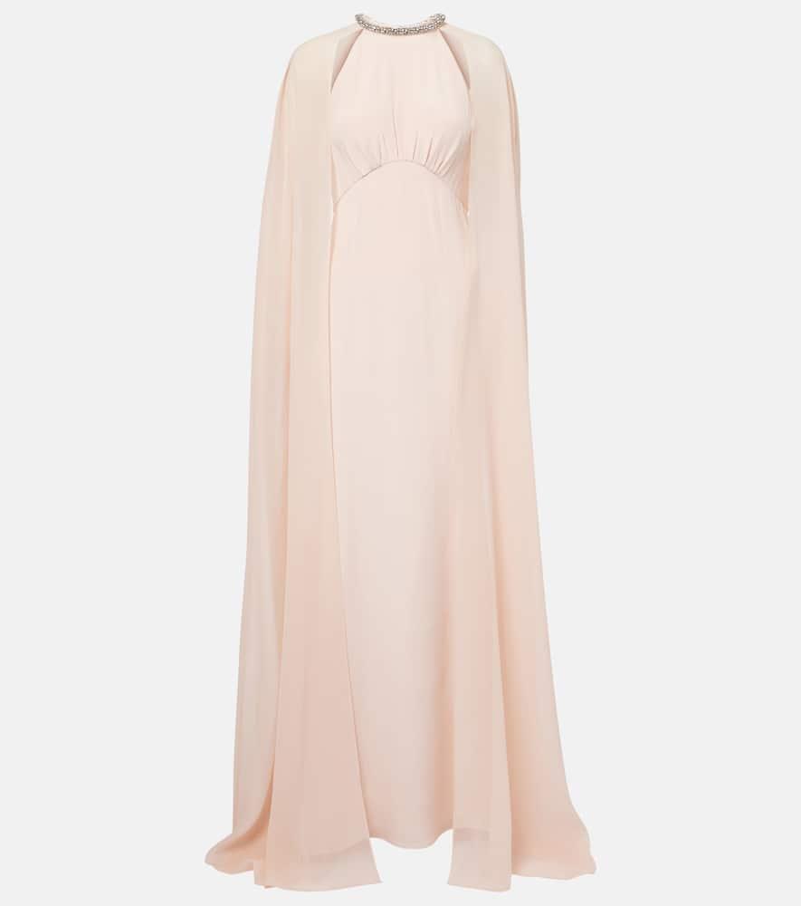 roland mouret embellished caped silk chiffon gown