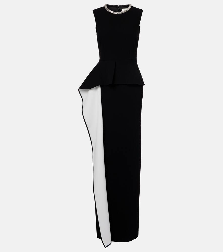 roland mouret embellished peplum satin crêpe gown