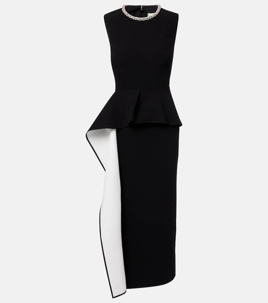 roland mouret embellished peplum satin crêpe midi dress