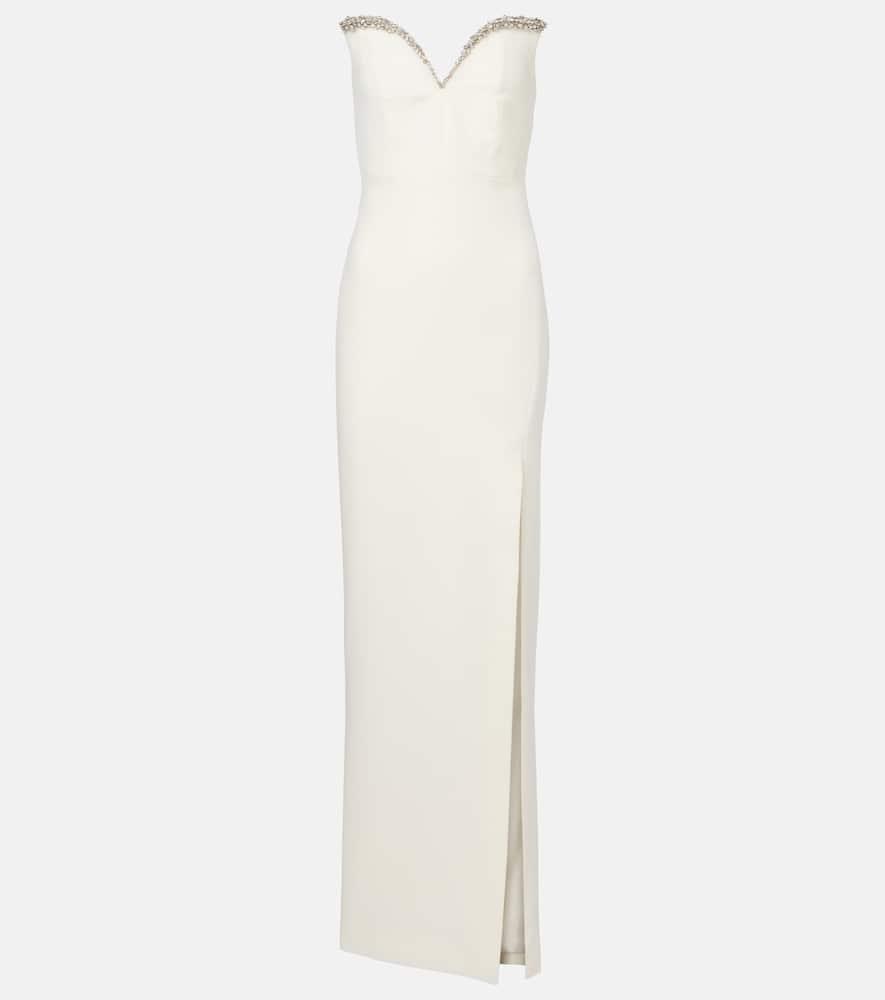 roland mouret embellished strapless crêpe gown