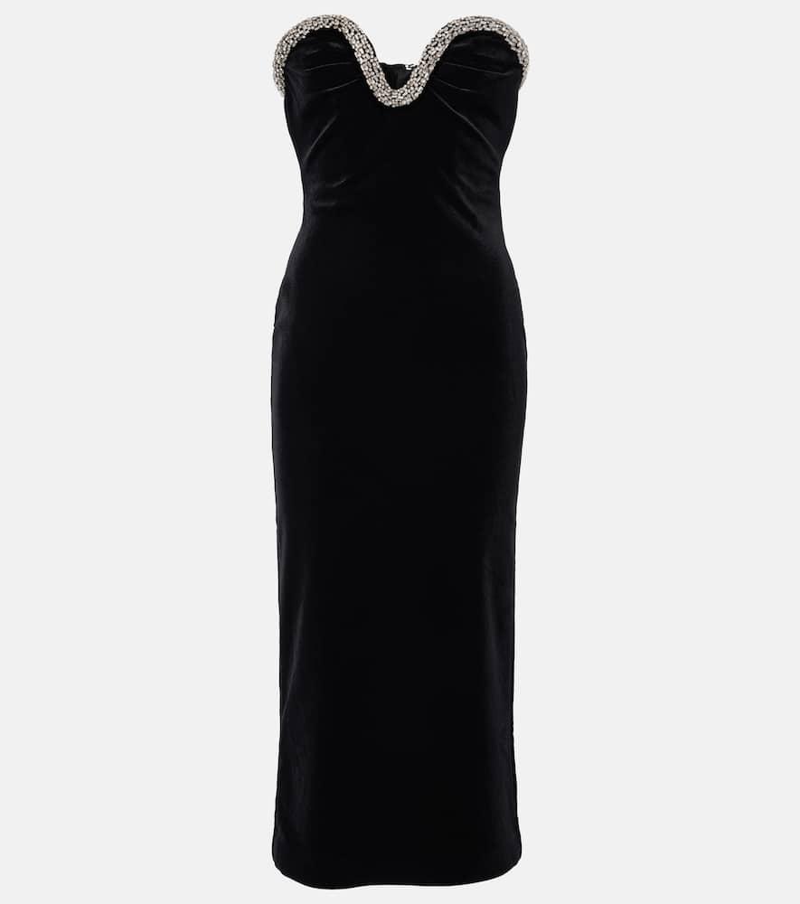 roland mouret embellished strapless velvet midi dress