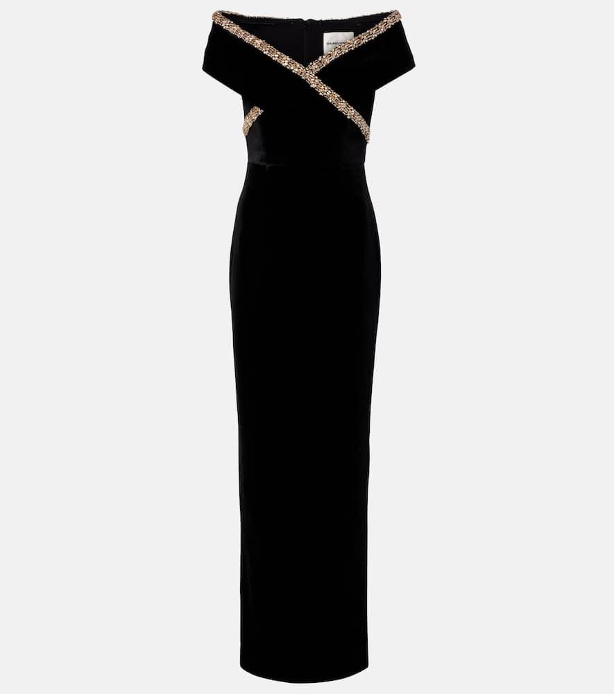roland mouret embellished velvet gown