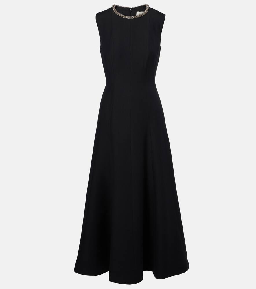 roland mouret embellished wool and silk midi dress