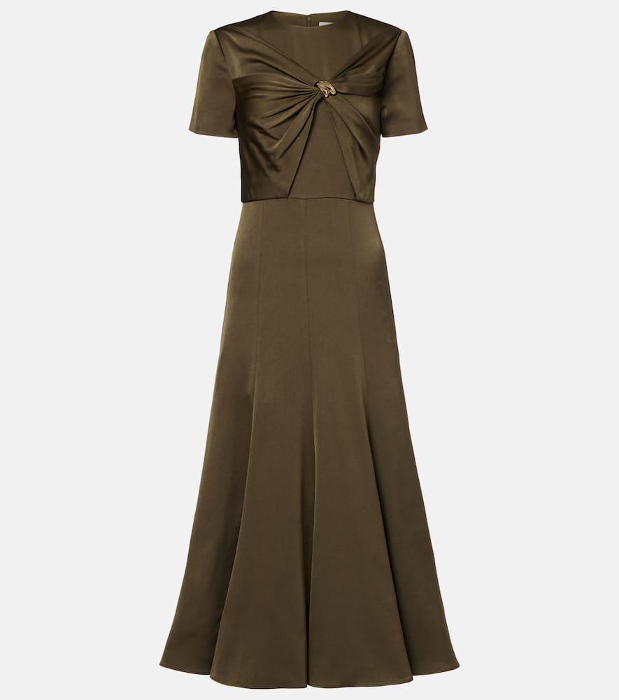 roland mouret gathered crêpe satin midi dress
