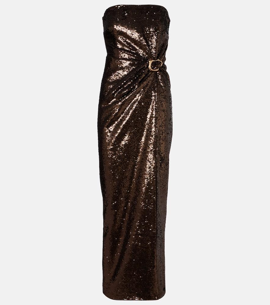 roland mouret gathered sequined strapless gown