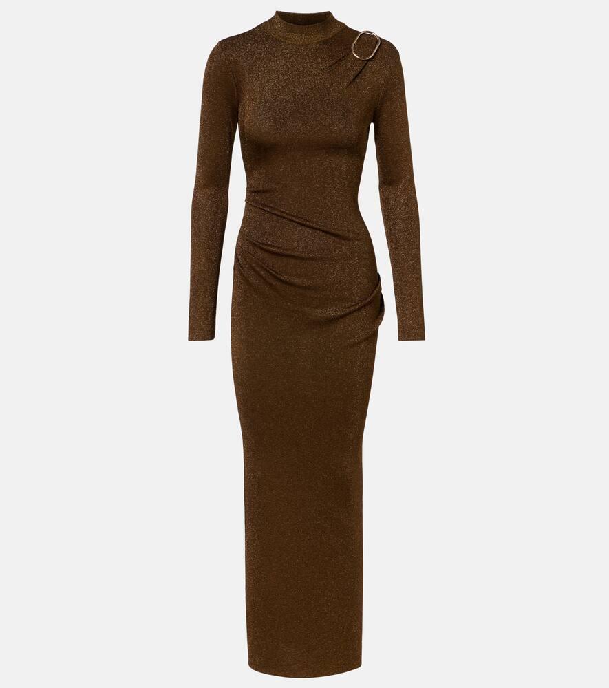 roland mouret knitted lamé maxi dress