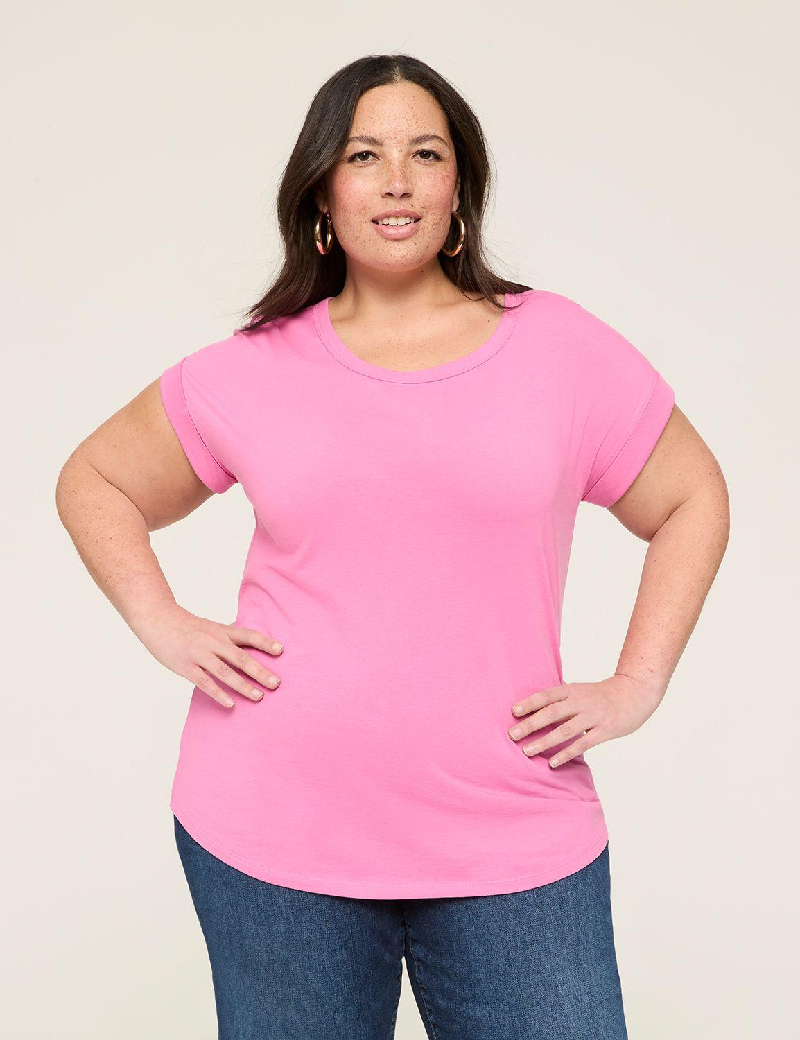 roll-sleeve scoop-neck tee