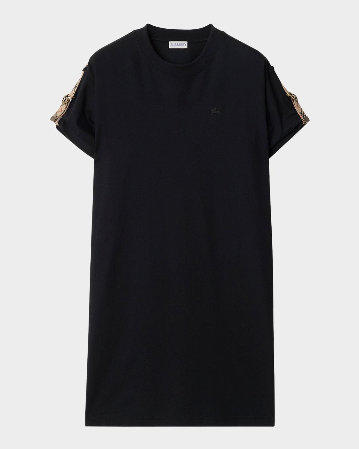 roll-tab short-sleeve mini t-shirt dress