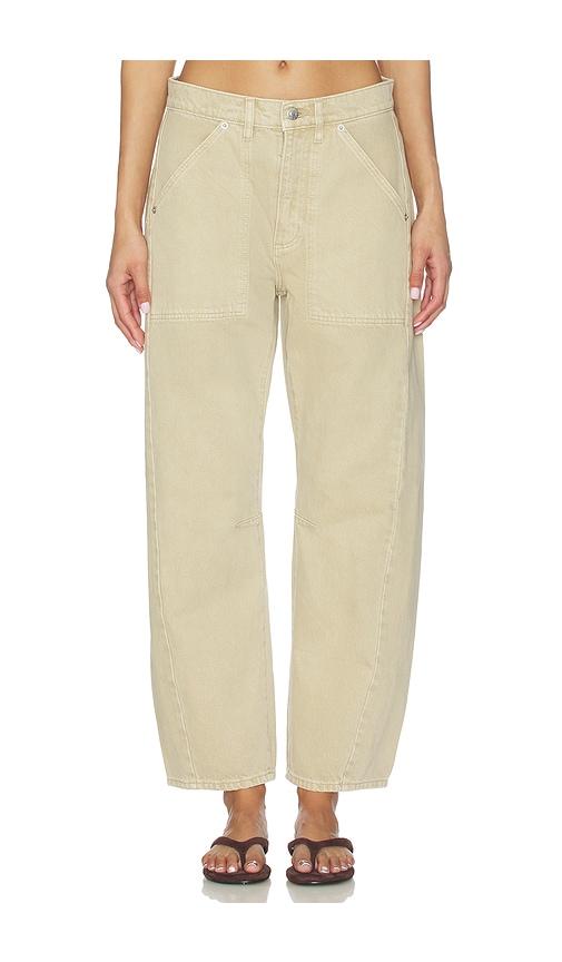 rolla's arc barrel jeans in beige.