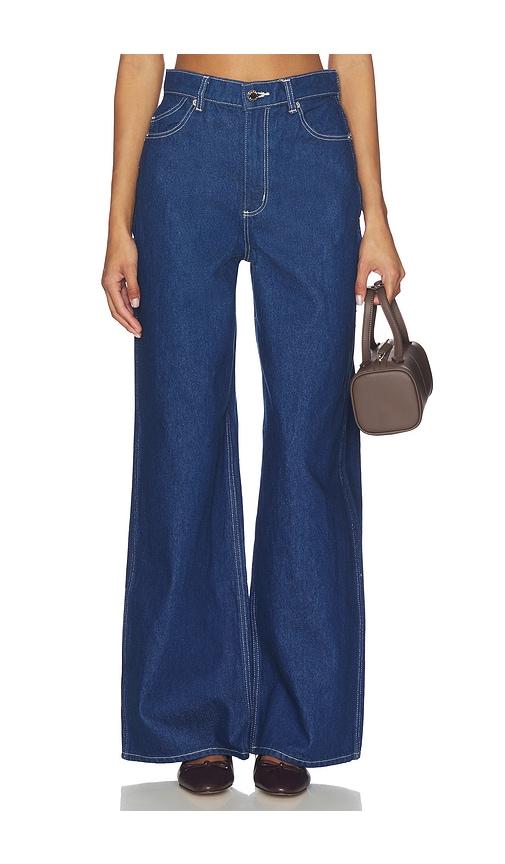 rolla's relaxed sailor long wide leg jeans in blue.