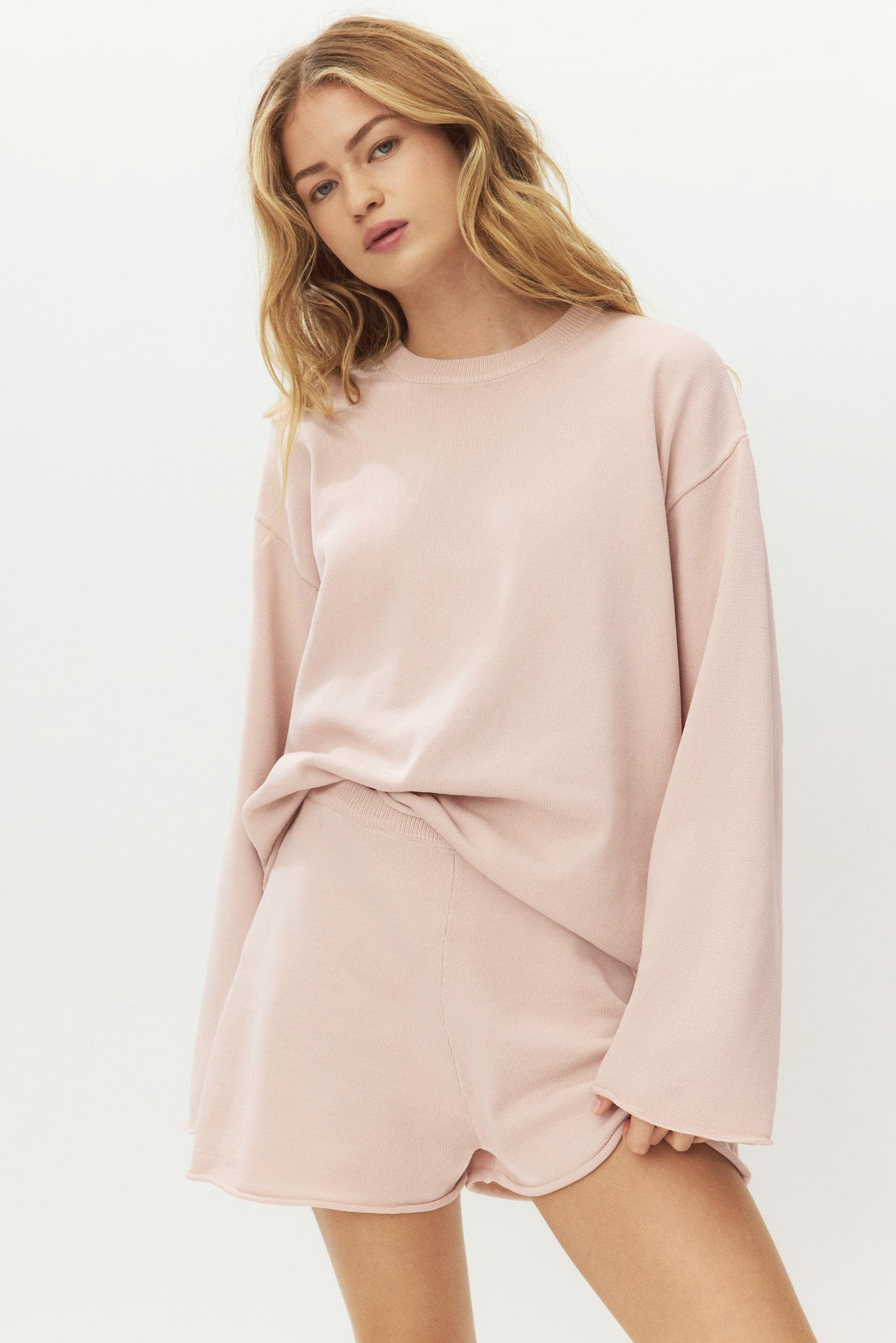 rolled-edge knit shorts