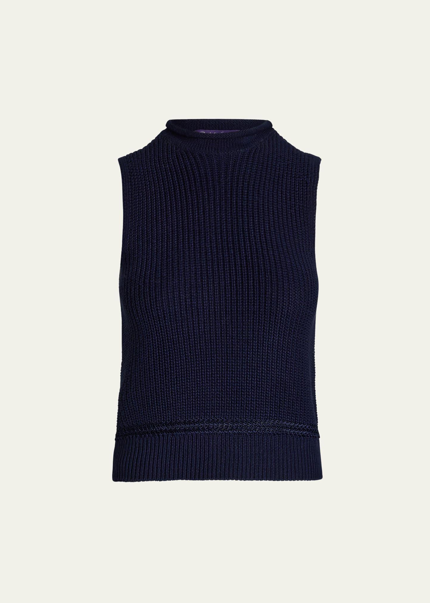 rollneck ribbed sleeveless sweater