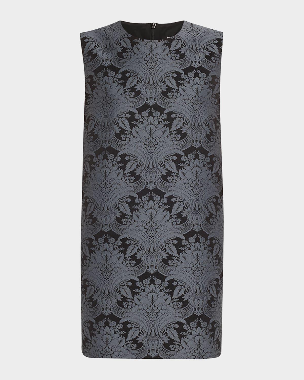 romania baroque jacquard sleeveless mini dress