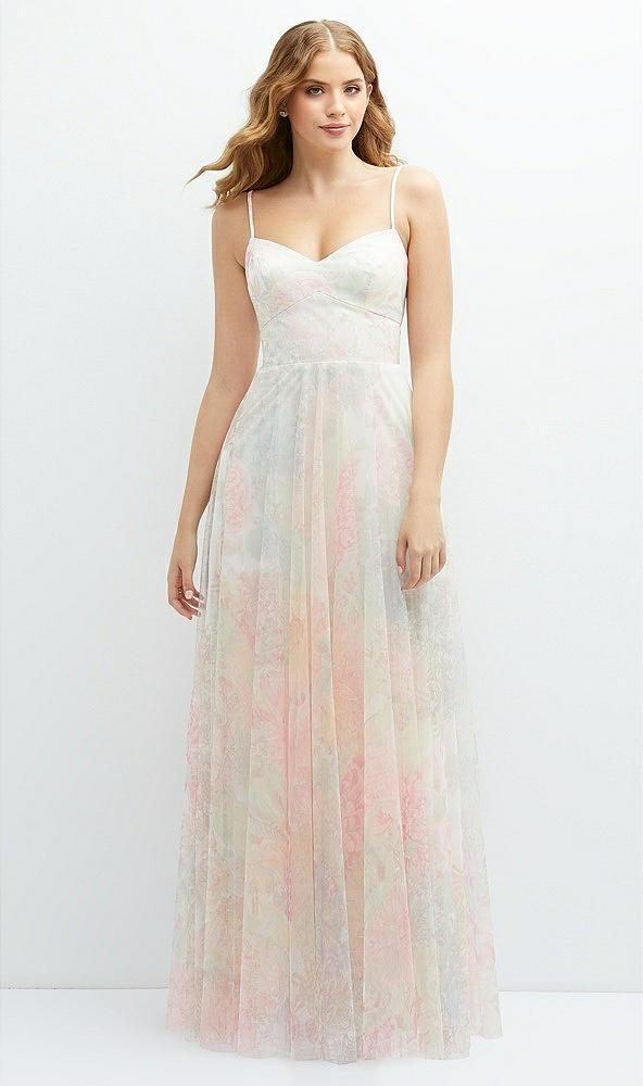 romantic floral soft tulle maxi dress with full skirt
