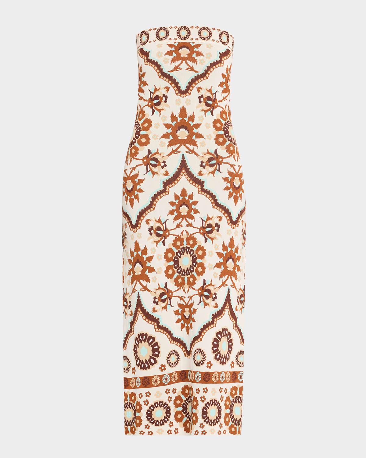 rome strapless knit midi dress