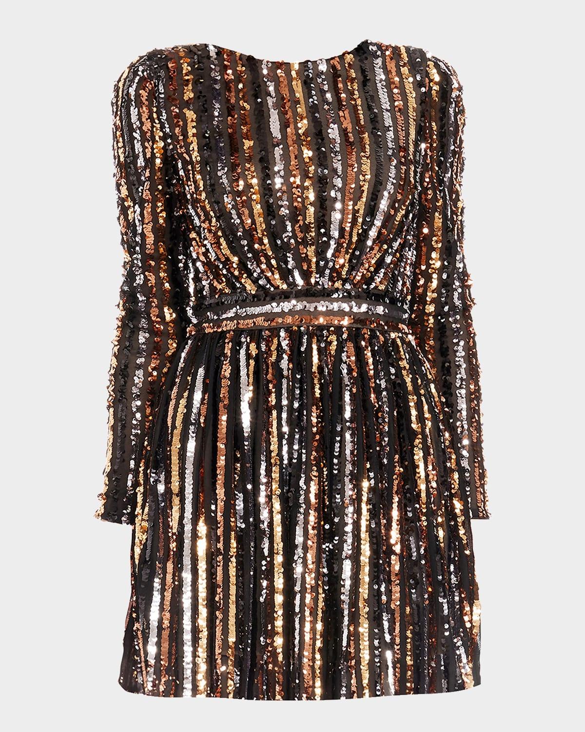 rome stripe sequined mini dress