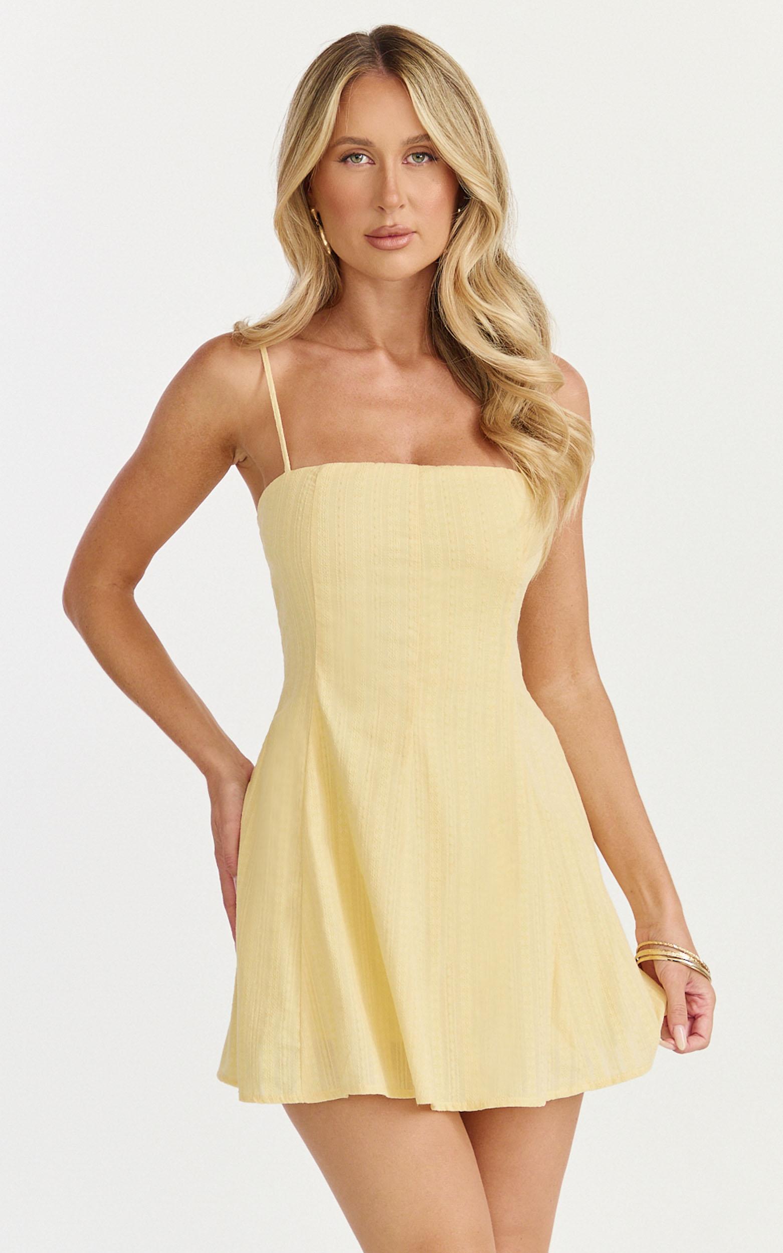 romi playsuit - spaghetti strap dress in lemon