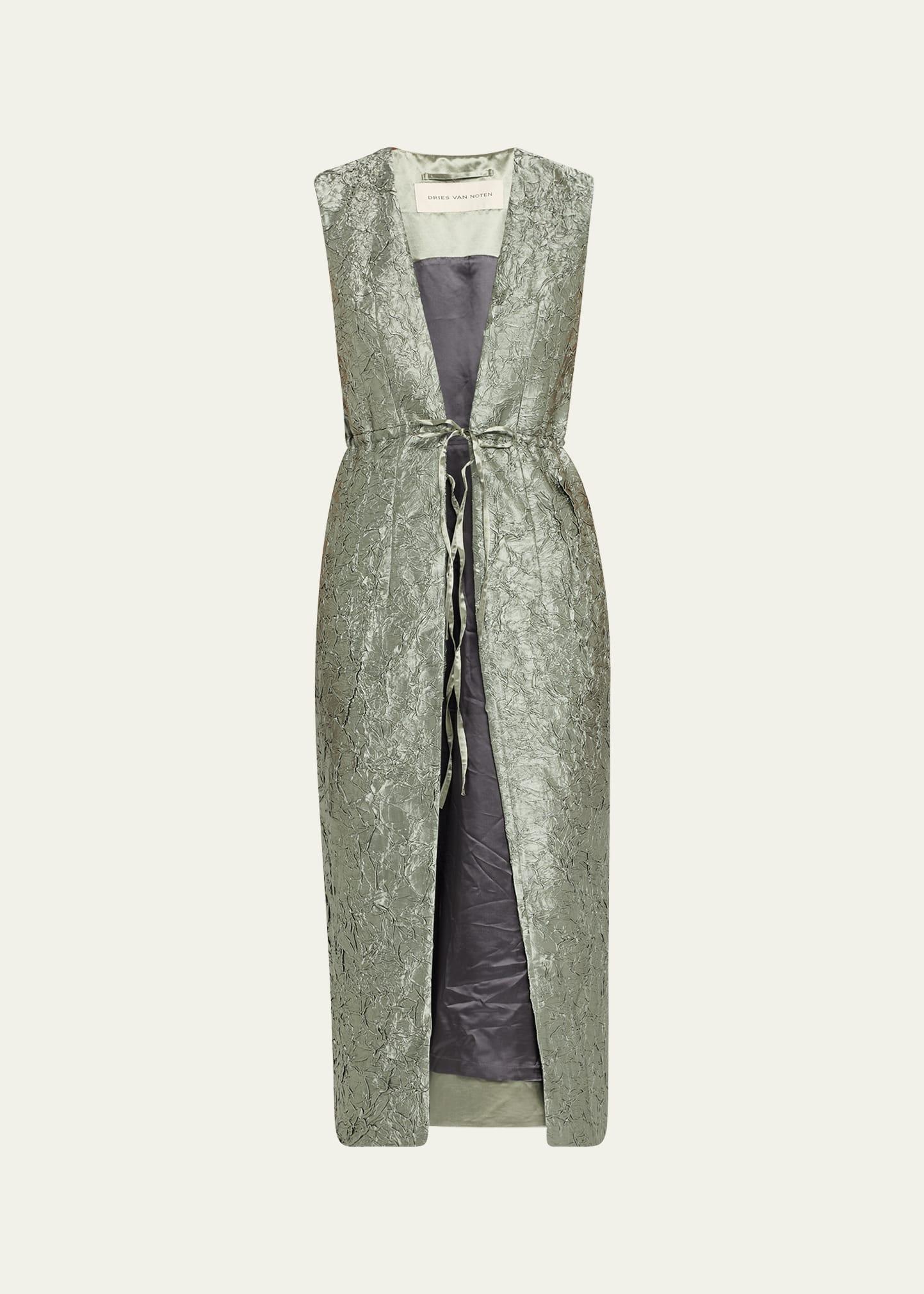 romina crinkle sleeveless long coat
