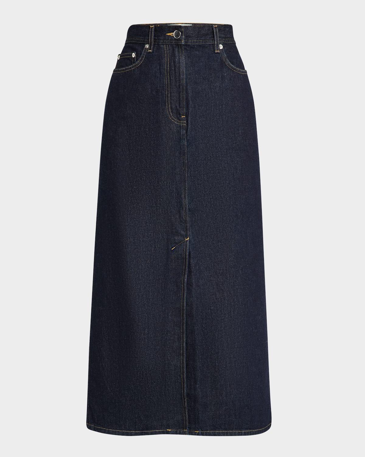 rona denim long skirt
