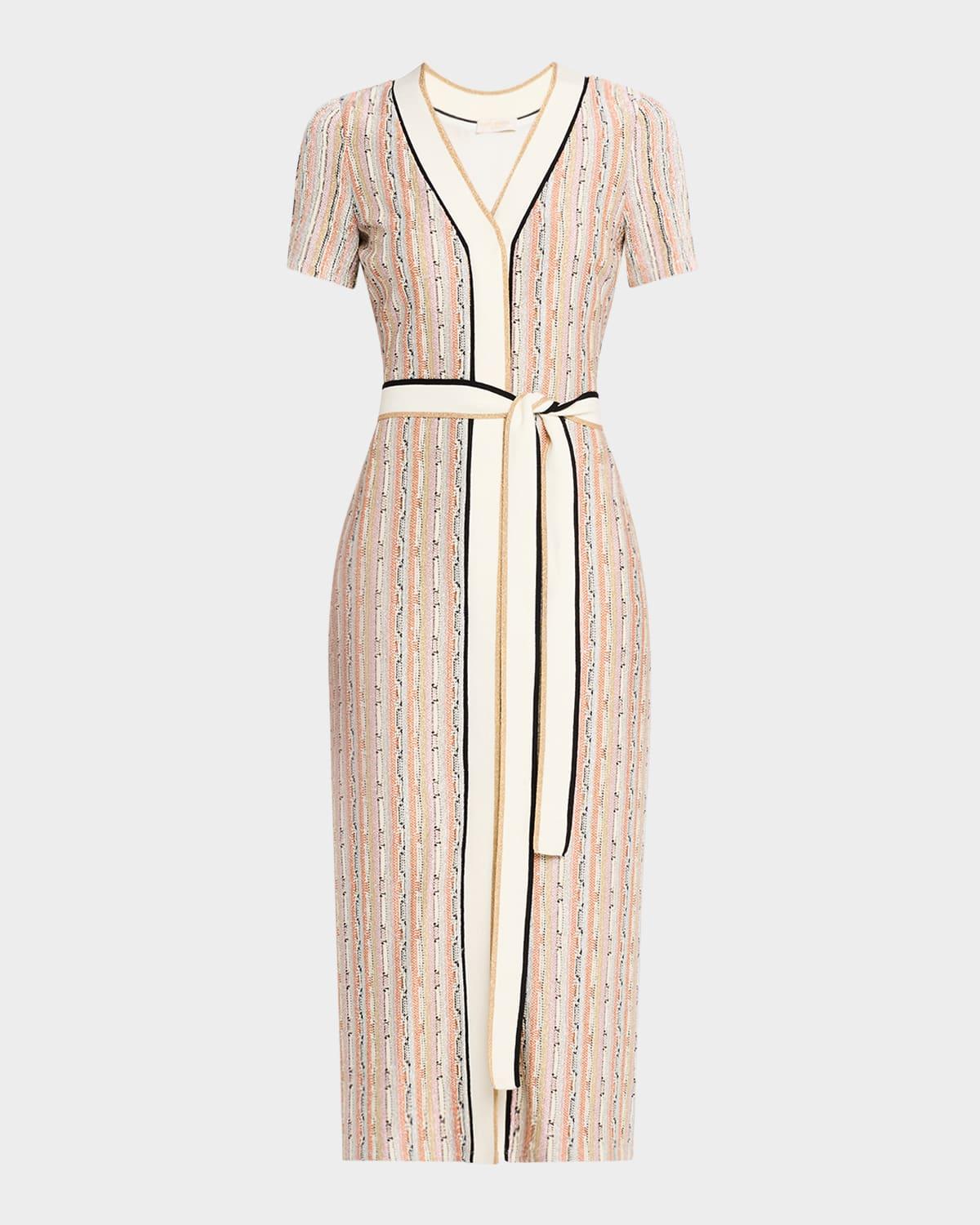 ronda sequined knit midi dress