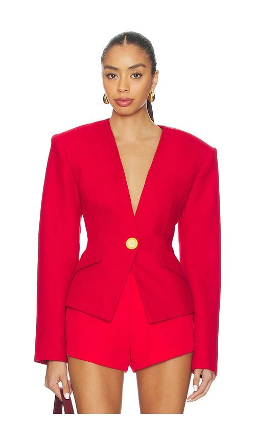 ronny kobo carrie blazer in red.