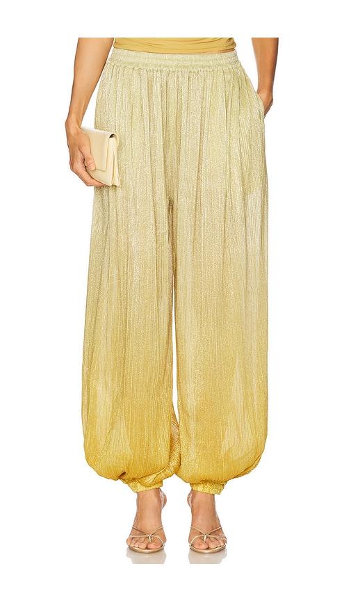 ronny kobo dickens pant in metallic gold.