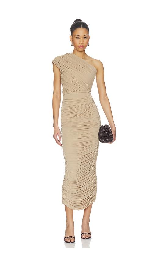 ronny kobo emina dress in nude.
